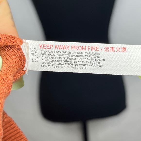 FP Beach Free People Mini Dress Sleeveless Button Front Orange Medium - Picture 6 of 8